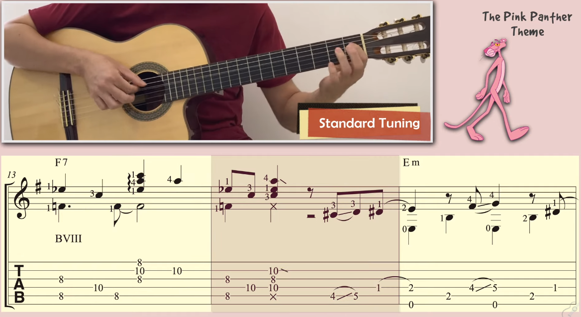 The Pink Panther Theme (Guitar) [Notation + TAB]-古桐博客