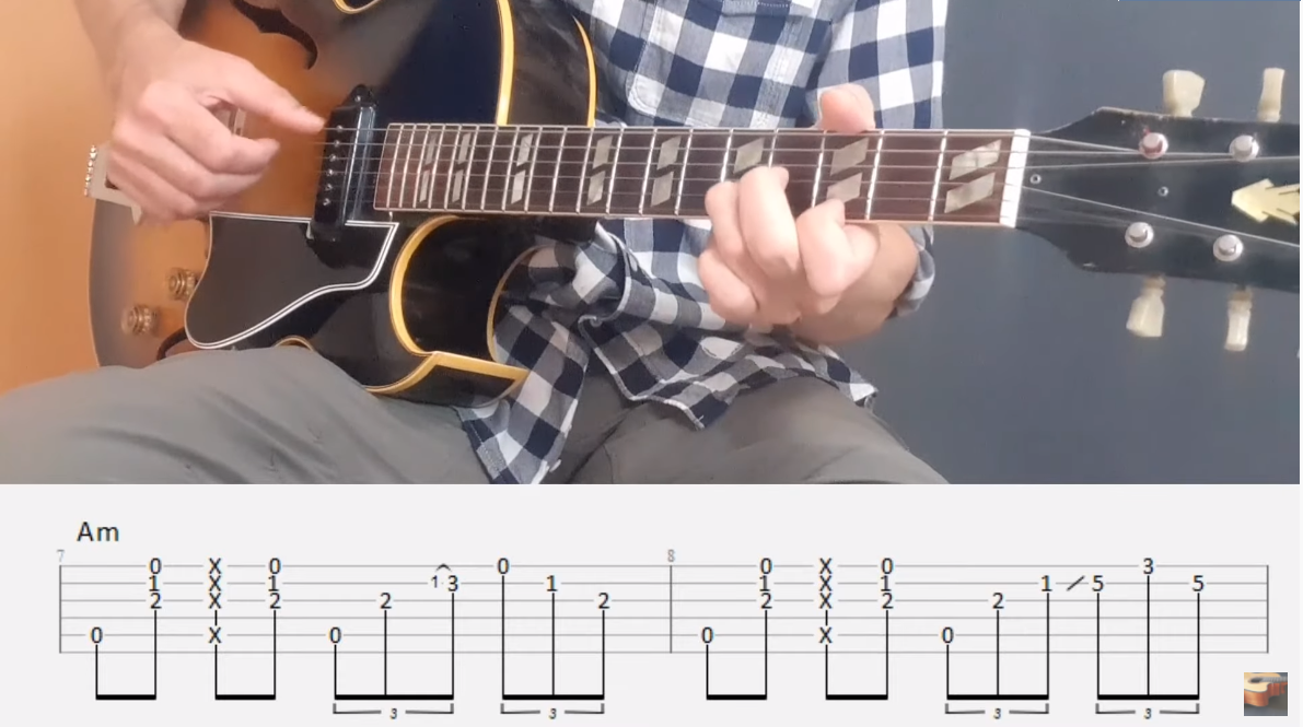 Play Blues Licks between chords of a fingerstyle minor blues-古桐博客