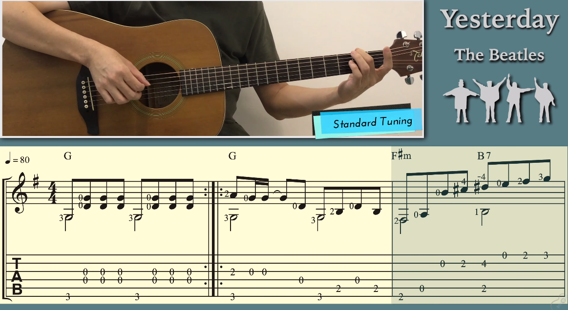 Yesterday _ The Beatles (Easy Guitar) [Revised edition] [Notation + TAB]-古桐博客
