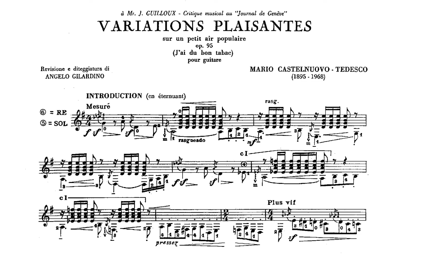古典吉他 | 马里奥·卡斯特利诺沃Variations plaisantes Op. 95-古桐博客