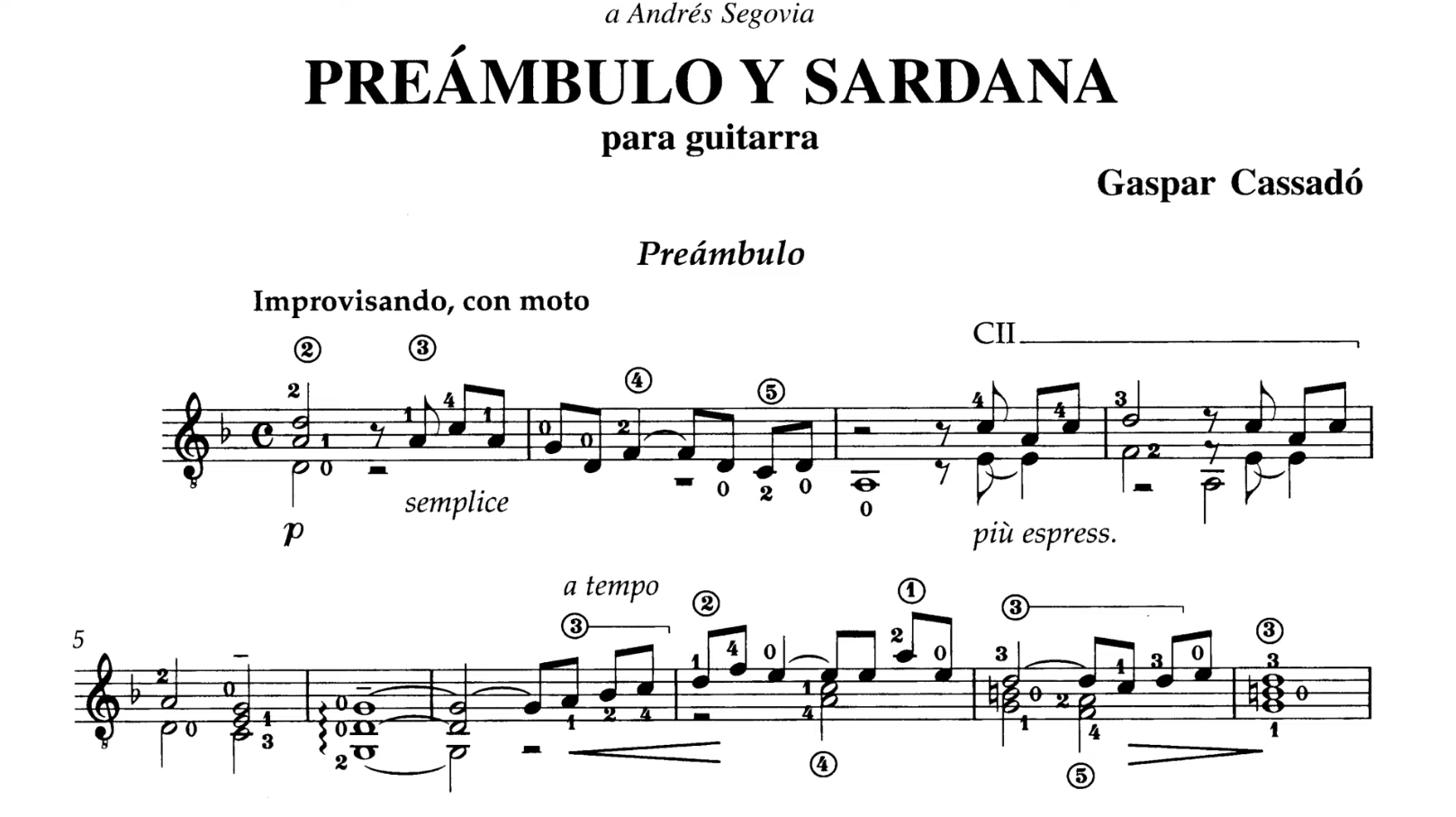 古典吉他视频谱 | 加斯帕尔·卡萨拉多 Preámbulo y Sardana-古桐博客