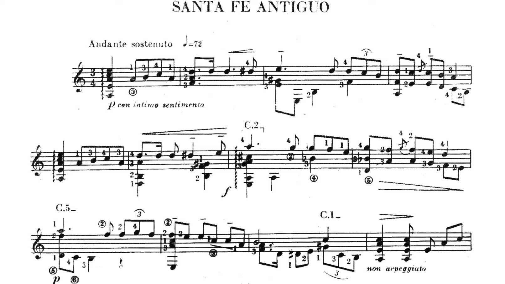 古典吉他视频谱 | 卡洛斯·瓜维亚诺 Santa Fe Antiguo-古桐博客