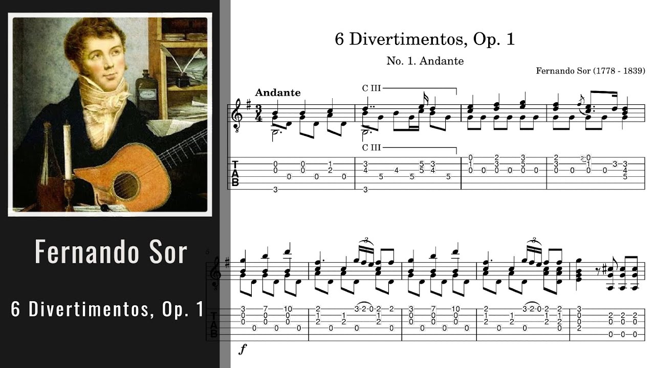 【古典吉他谱】Fernando Sor - 6 Divertimentos, Op. 1 （谱可下载）-古桐博客