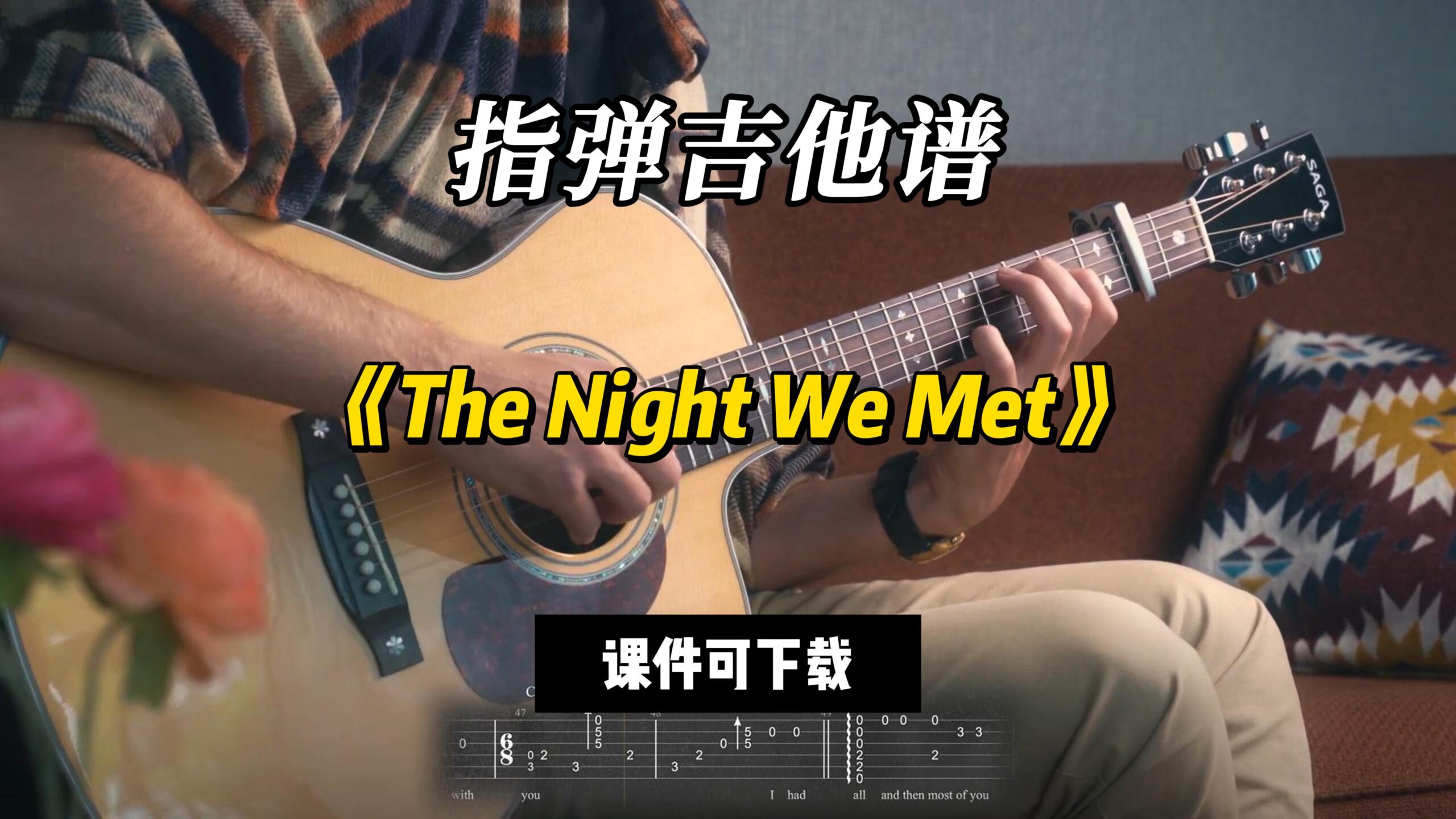 【指弹吉他谱】《The Night We Met》（课件可下载）-古桐博客